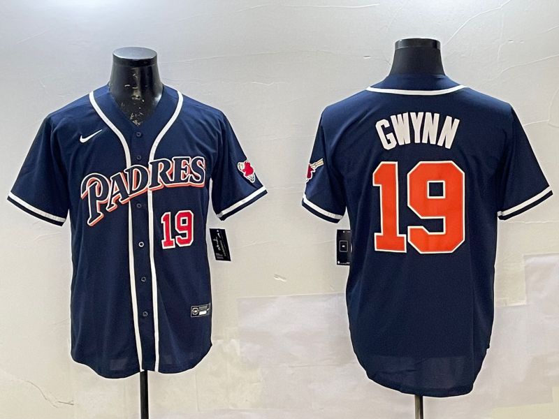 Men San Diego Padres 19 Gwynn Blue Throwback Game 2025 Nike MLB Jersey style 3